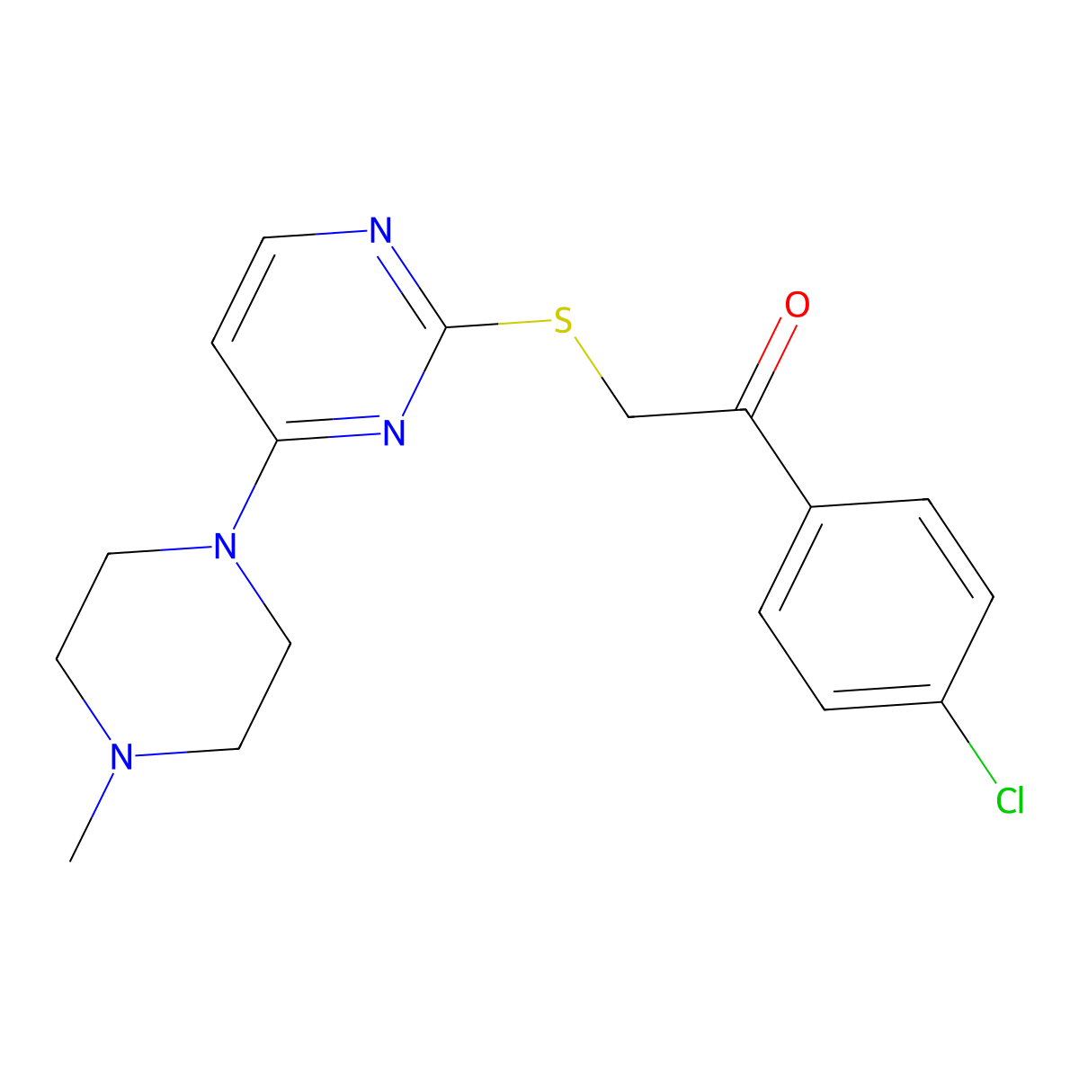 1-(4-Chlorophenyl)-2-{[4-(4-methylpiperazin-1-yl)pyrimidin-2-yl]sulfanyl}ethan-1-one molecular structure, CAS 1798517-61-9