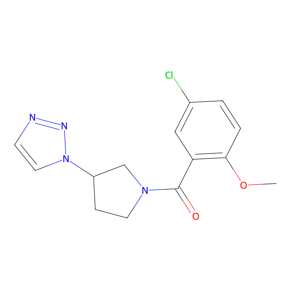 (3-(1H-1,2,3-triazol-1-yl)pyrrolidin-1-yl)(5-chloro-2-methoxyphenyl)methanone molecular structure, CAS 1798517-85-7