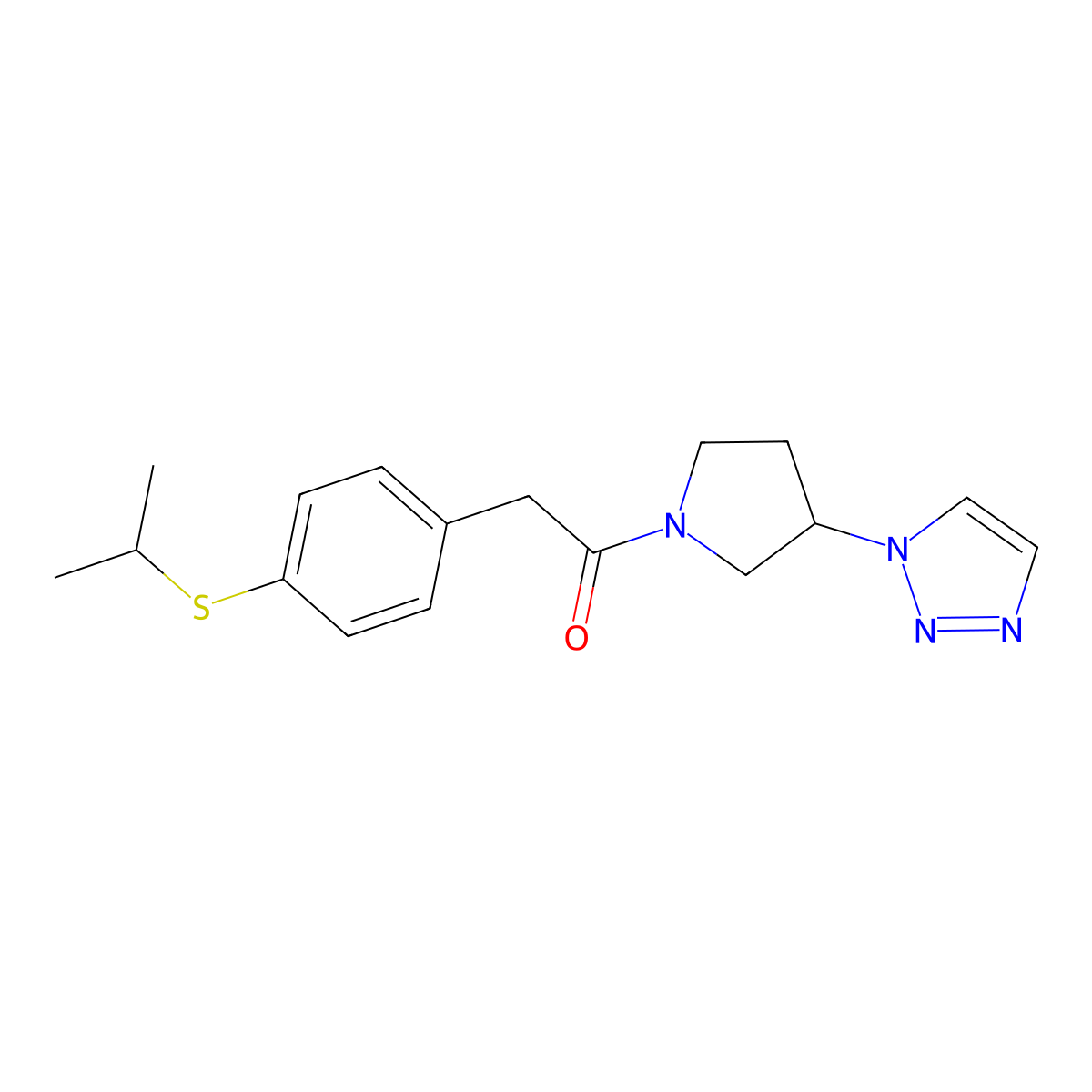 1-(3-(1H-1,2,3-triazol-1-yl)pyrrolidin-1-yl)-2-(4-(isopropylthio)phenyl)ethanone molecular structure, CAS 1798517-95-9