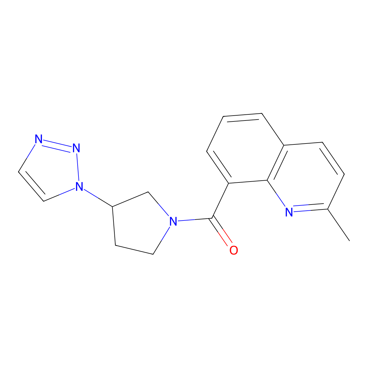 (3-(1H-1,2,3-triazol-1-yl)pyrrolidin-1-yl)(2-methylquinolin-8-yl)methanone molecular structure, CAS 1798518-52-1