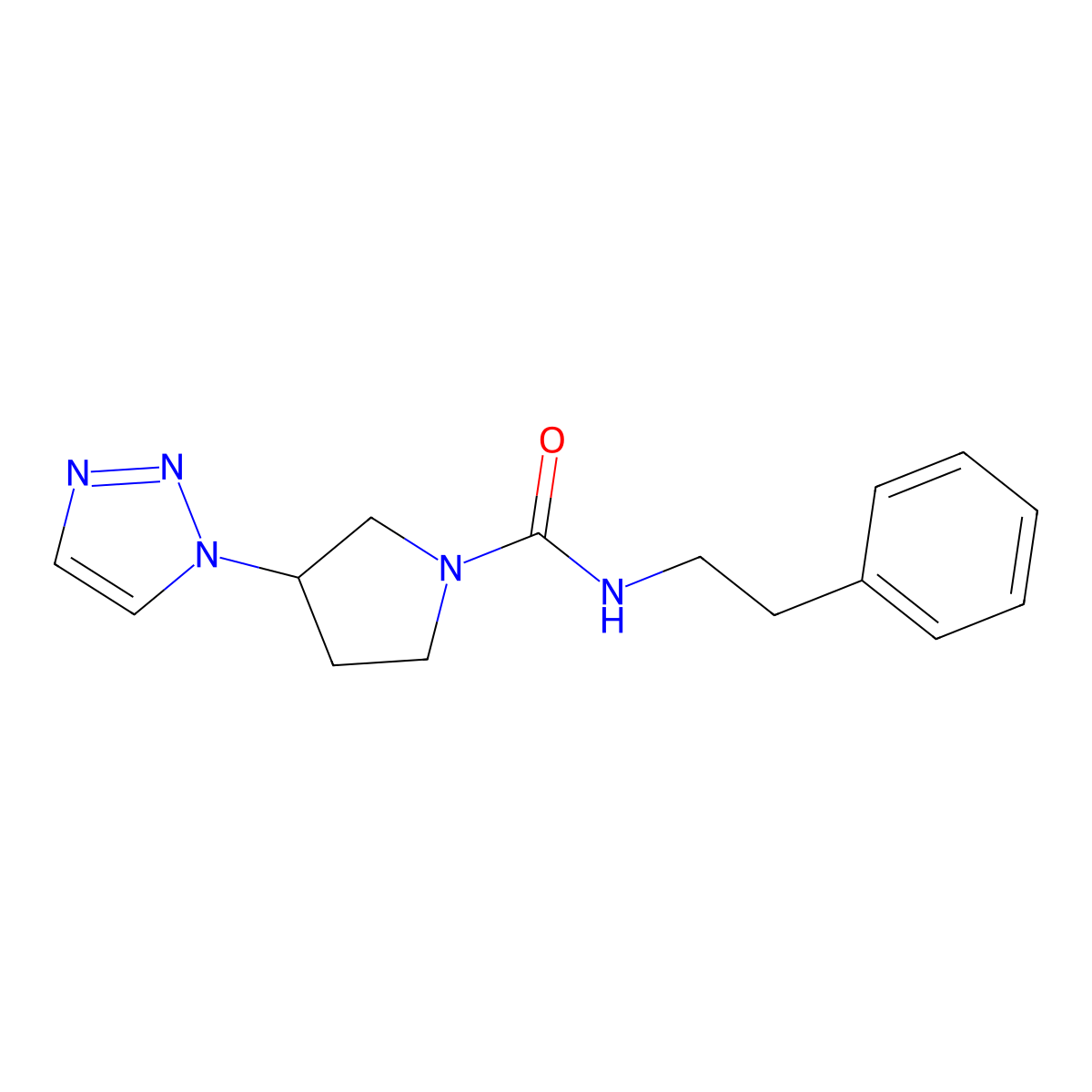 N-phenethyl-3-(1H-1,2,3-triazol-1-yl)pyrrolidine-1-carboxamide molecular structure, CAS 1798518-86-1