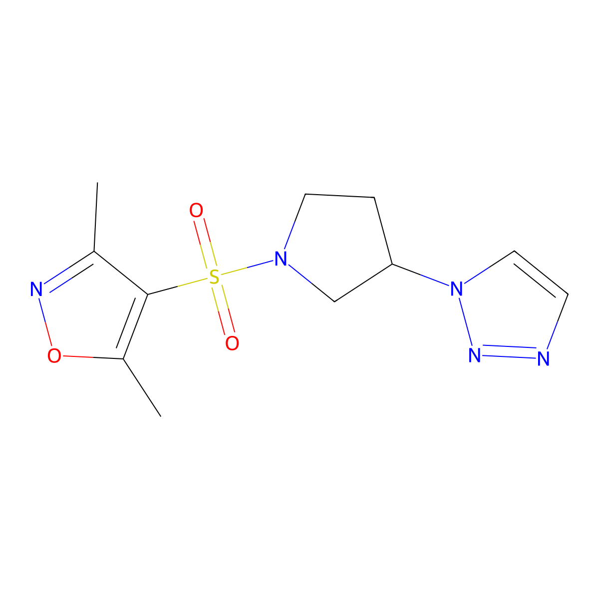 4-((3-(1H-1,2,3-triazol-1-yl)pyrrolidin-1-yl)sulfonyl)-3,5-dimethylisoxazole molecular structure, CAS 1798519-03-5