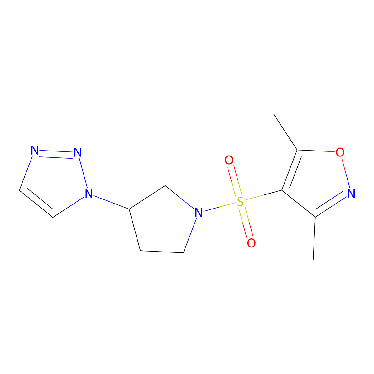 4-((3-(1H-1,2,3-triazol-1-yl)pyrrolidin-1-yl)sulfonyl)-3,5-dimethylisoxazole molecular structure, CAS 1798519-03-5