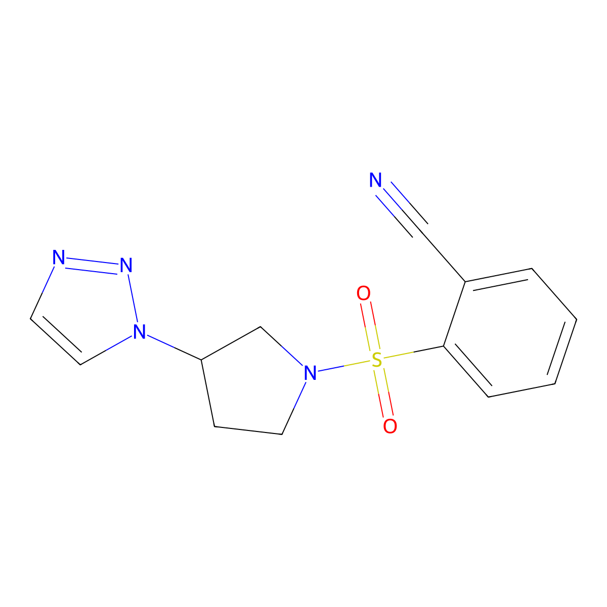 2-((3-(1H-1,2,3-triazol-1-yl)pyrrolidin-1-yl)sulfonyl)benzonitrile molecular structure, CAS 1798519-13-7