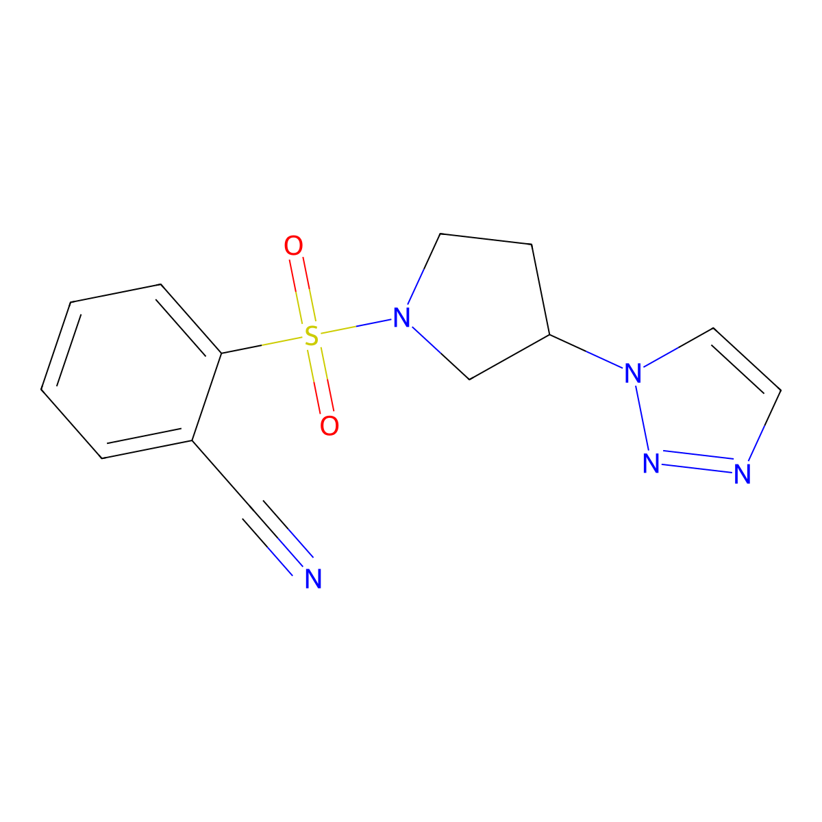 2-((3-(1H-1,2,3-triazol-1-yl)pyrrolidin-1-yl)sulfonyl)benzonitrile molecular structure, CAS 1798519-13-7