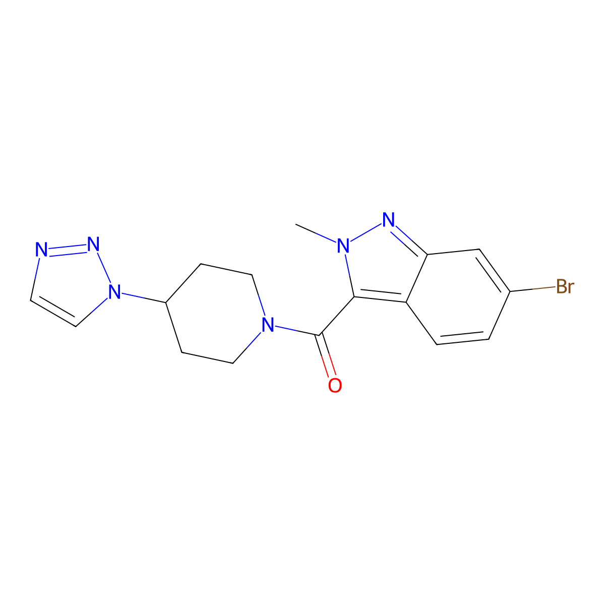 6-bromo-2-methyl-3-[4-(1H-1,2,3-triazol-1-yl)piperidine-1-carbonyl]-2H-indazole molecular structure, CAS 1798519-50-2