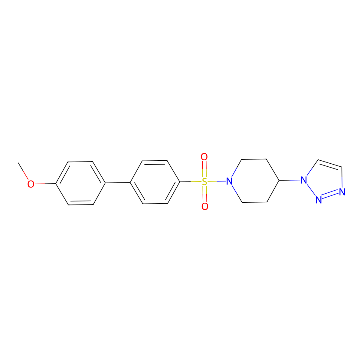 1-((4'-methoxy-[1,1'-biphenyl]-4-yl)sulfonyl)-4-(1H-1,2,3-triazol-1-yl)piperidine molecular structure, CAS 1798520-12-3