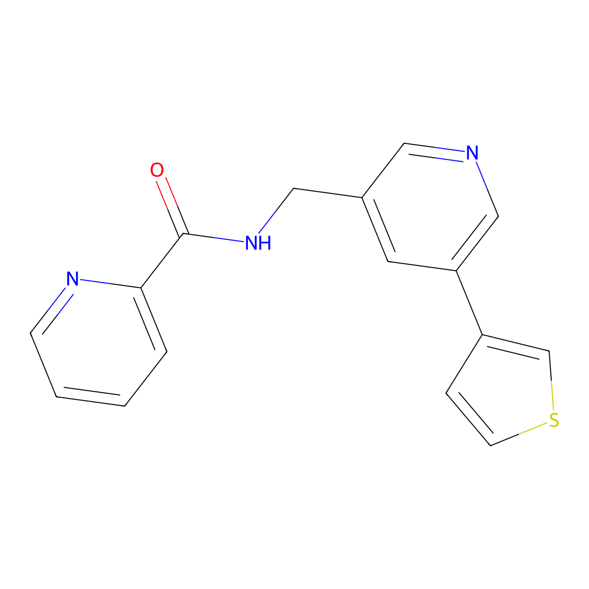 N-((5-(thiophen-3-yl)pyridin-3-yl)methyl)picolinamide molecular structure, CAS 1798520-20-3