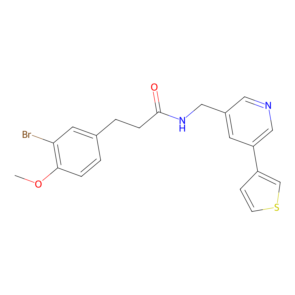 3-(3-bromo-4-methoxyphenyl)-N-((5-(thiophen-3-yl)pyridin-3-yl)methyl)propanamide molecular structure, CAS 1798520-64-5