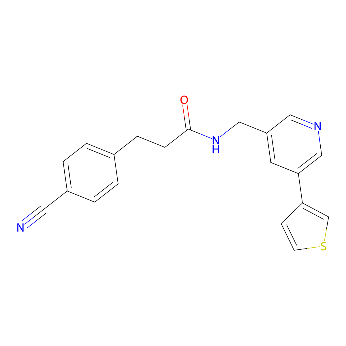 3-(4-cyanophenyl)-N-((5-(thiophen-3-yl)pyridin-3-yl)methyl)propanamide molecular structure, CAS 1798520-70-3