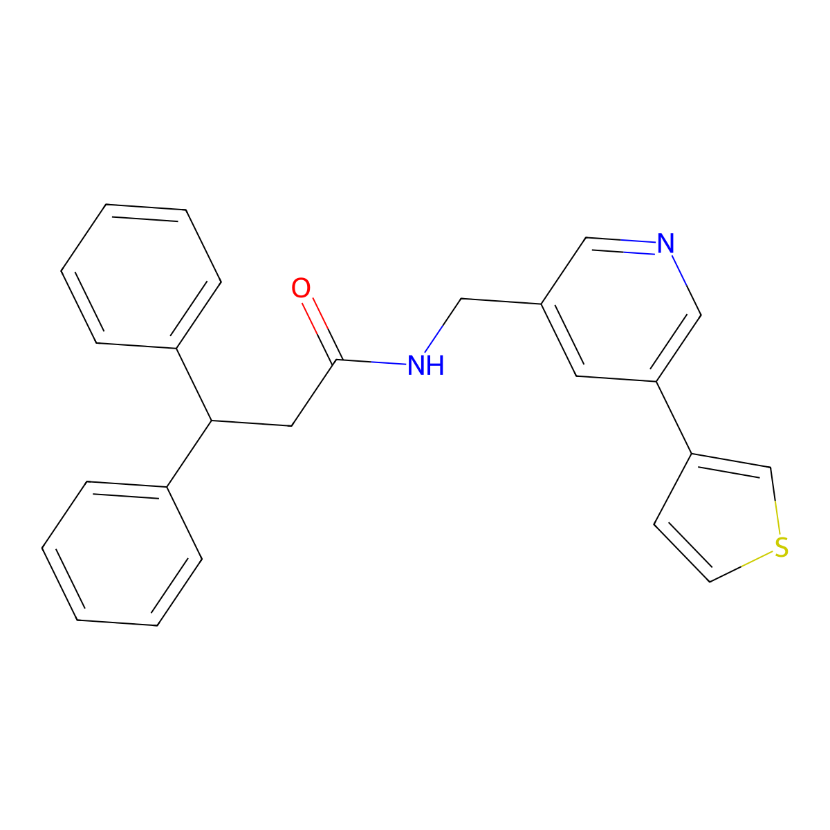 3,3-diphenyl-N-((5-(thiophen-3-yl)pyridin-3-yl)methyl)propanamide molecular structure, CAS 1798520-92-9