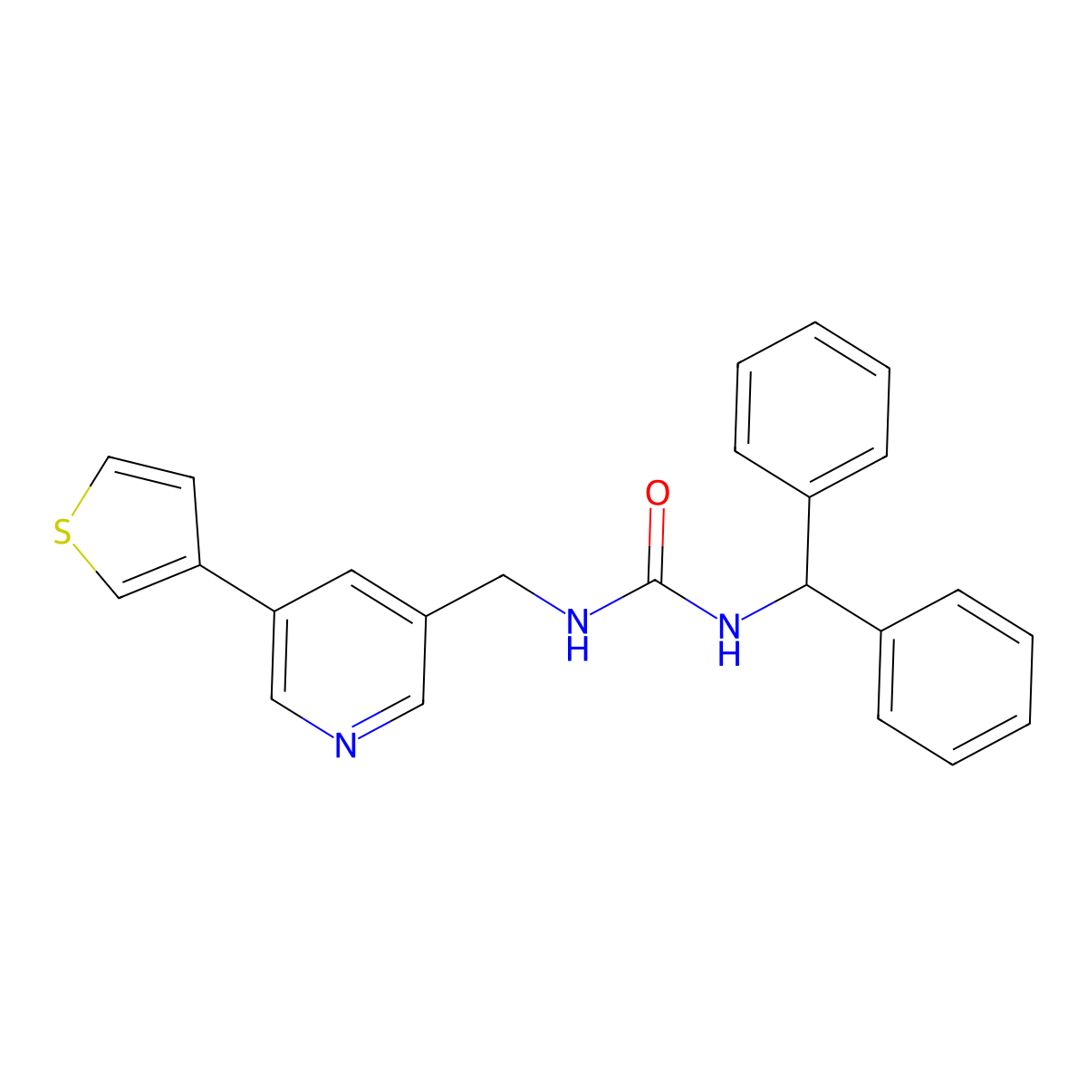 1-Benzhydryl-3-((5-(thiophen-3-yl)pyridin-3-yl)methyl)urea molecular structure, CAS 1798520-97-4