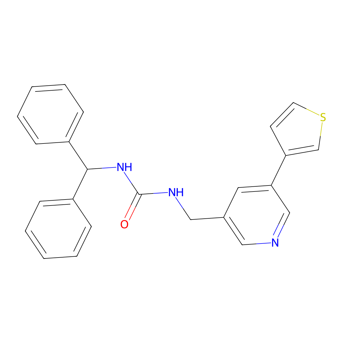 1-Benzhydryl-3-((5-(thiophen-3-yl)pyridin-3-yl)methyl)urea molecular structure, CAS 1798520-97-4