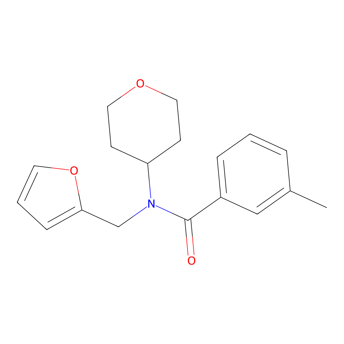 N-(furan-2-ylmethyl)-3-methyl-N-(tetrahydro-2H-pyran-4-yl)benzamide molecular structure, CAS 1798521-84-2