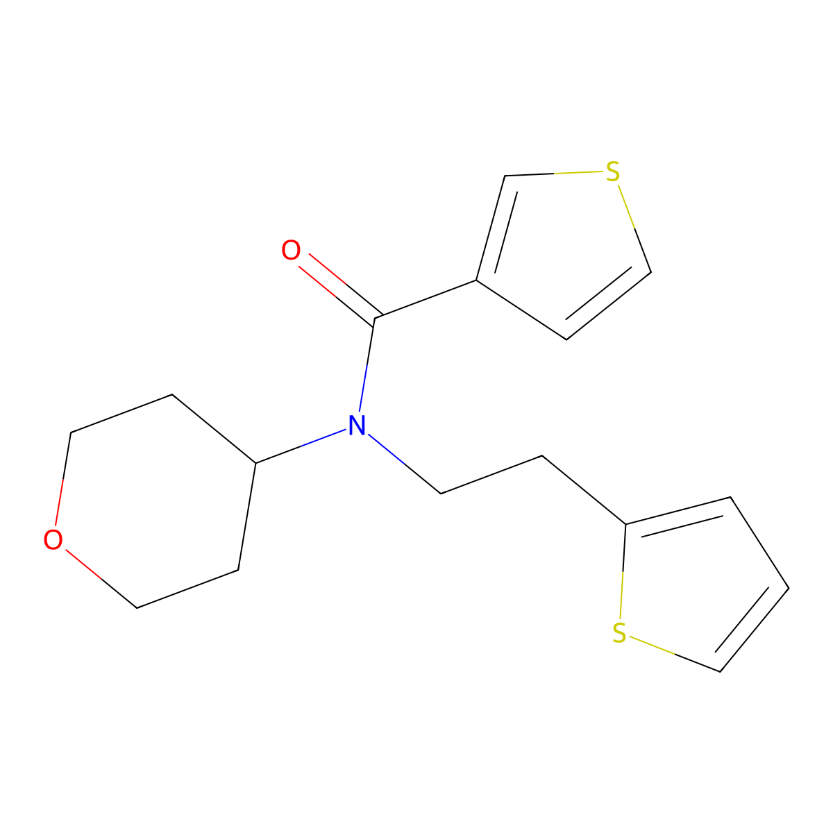 N-(tetrahydro-2H-pyran-4-yl)-N-(2-(thiophen-2-yl)ethyl)thiophene-3-carboxamide molecular structure, CAS 1798522-01-6