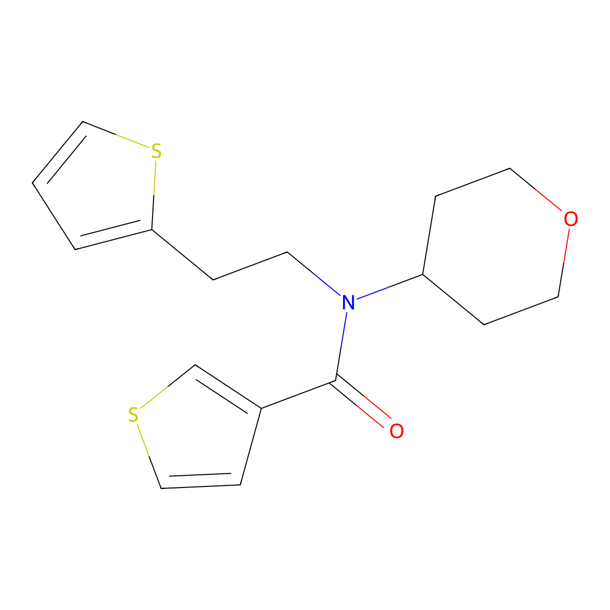 N-(tetrahydro-2H-pyran-4-yl)-N-(2-(thiophen-2-yl)ethyl)thiophene-3-carboxamide molecular structure, CAS 1798522-01-6