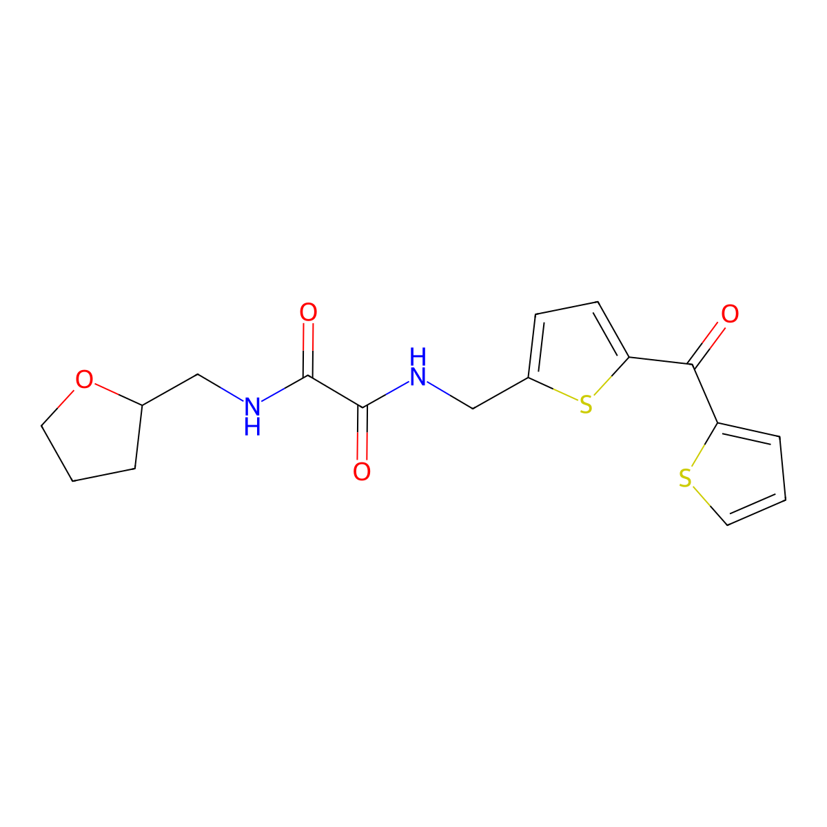 N1-((tetrahydrofuran-2-yl)methyl)-N2-((5-(thiophene-2-carbonyl)thiophen-2-yl)methyl)oxalamide molecular structure, CAS 1798522-24-3