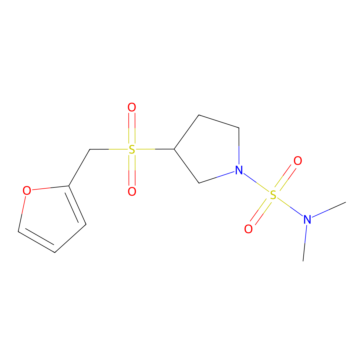 3-((furan-2-ylmethyl)sulfonyl)-N,N-dimethylpyrrolidine-1-sulfonamide molecular structure, CAS 1798522-78-7