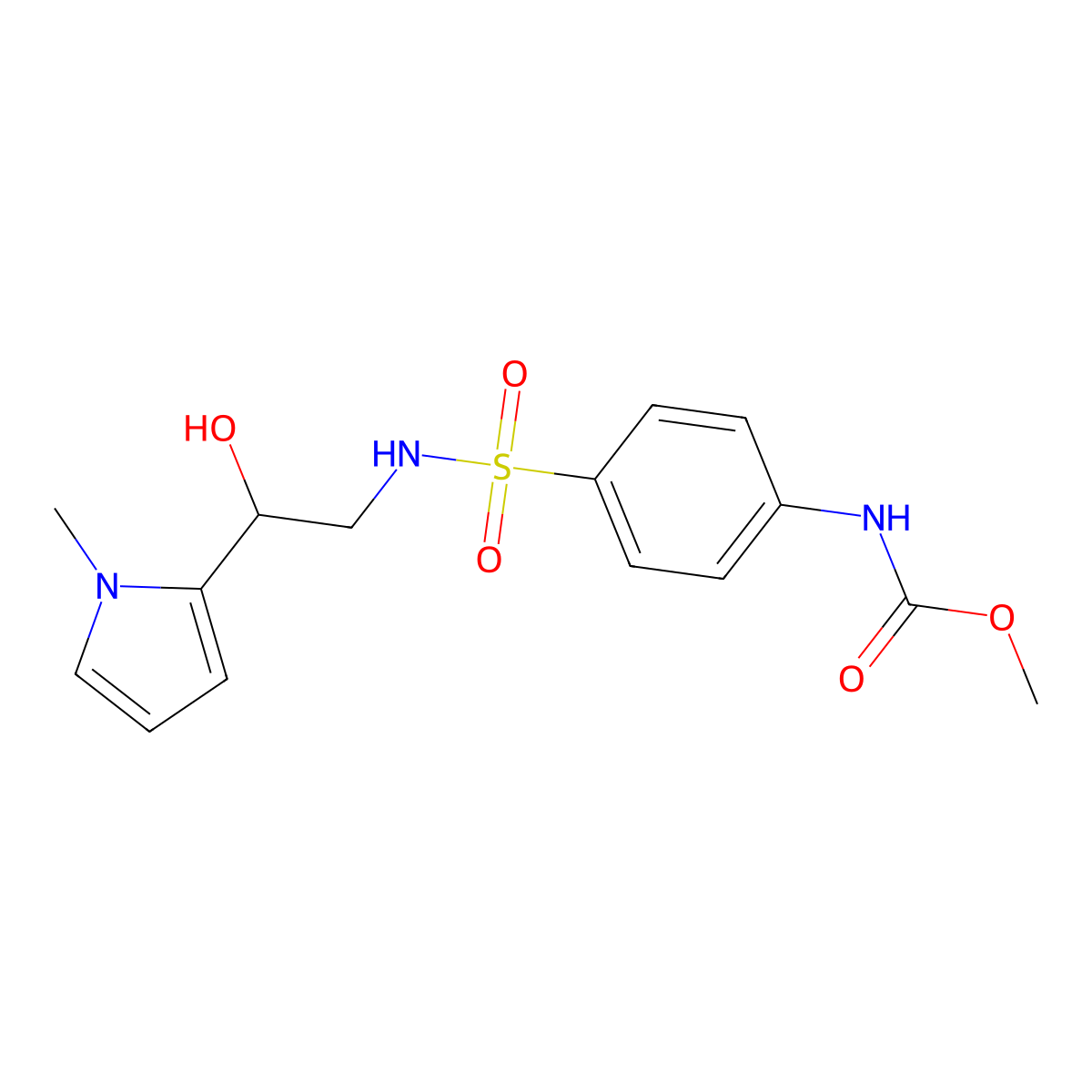 methyl (4-(N-(2-hydroxy-2-(1-methyl-1H-pyrrol-2-yl)ethyl)sulfamoyl)phenyl)carbamate molecular structure, CAS 1798522-92-5