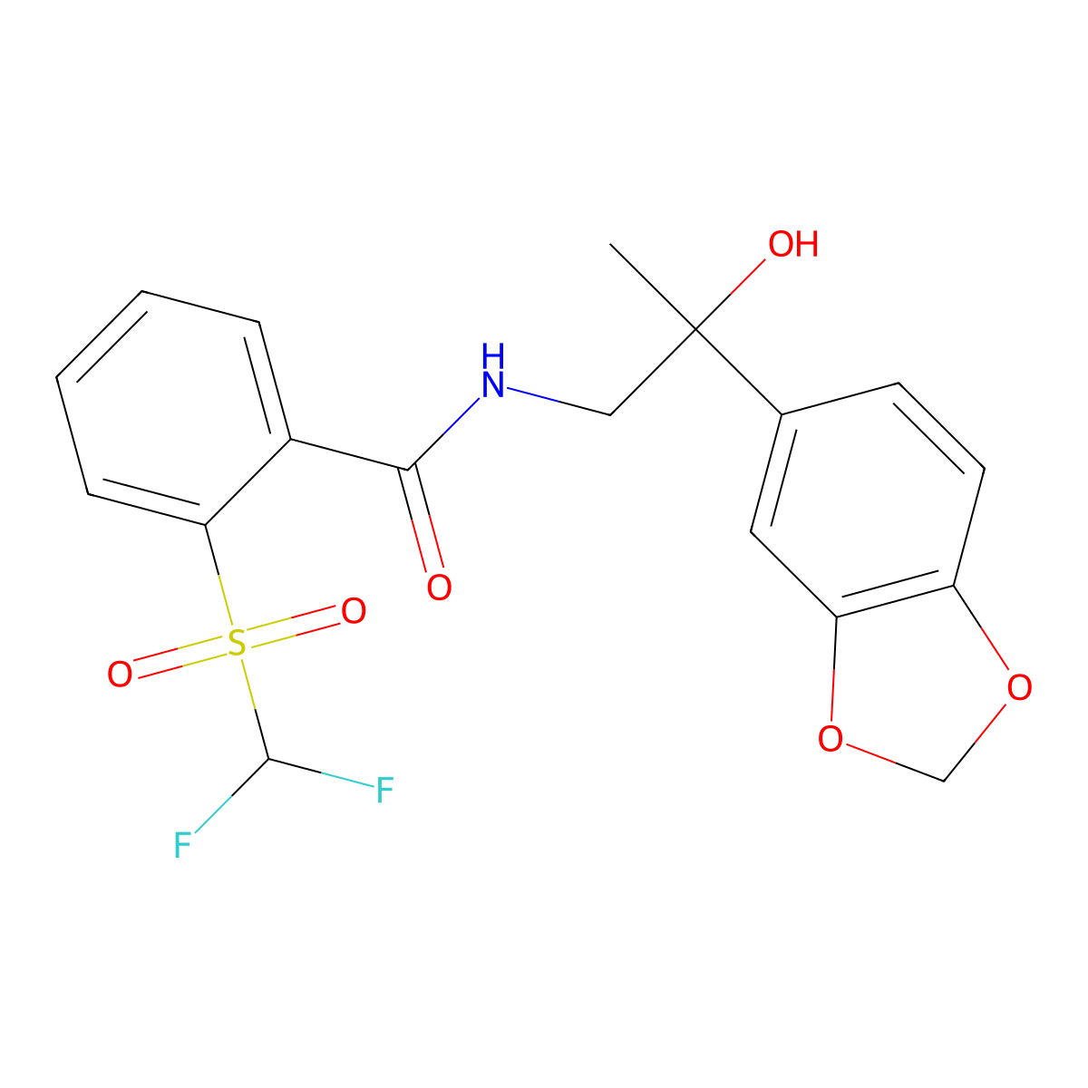 N-(2-(benzo[d][1,3]dioxol-5-yl)-2-hydroxypropyl)-2-((difluoromethyl)sulfonyl)benzamide molecular structure, CAS 1798523-00-8