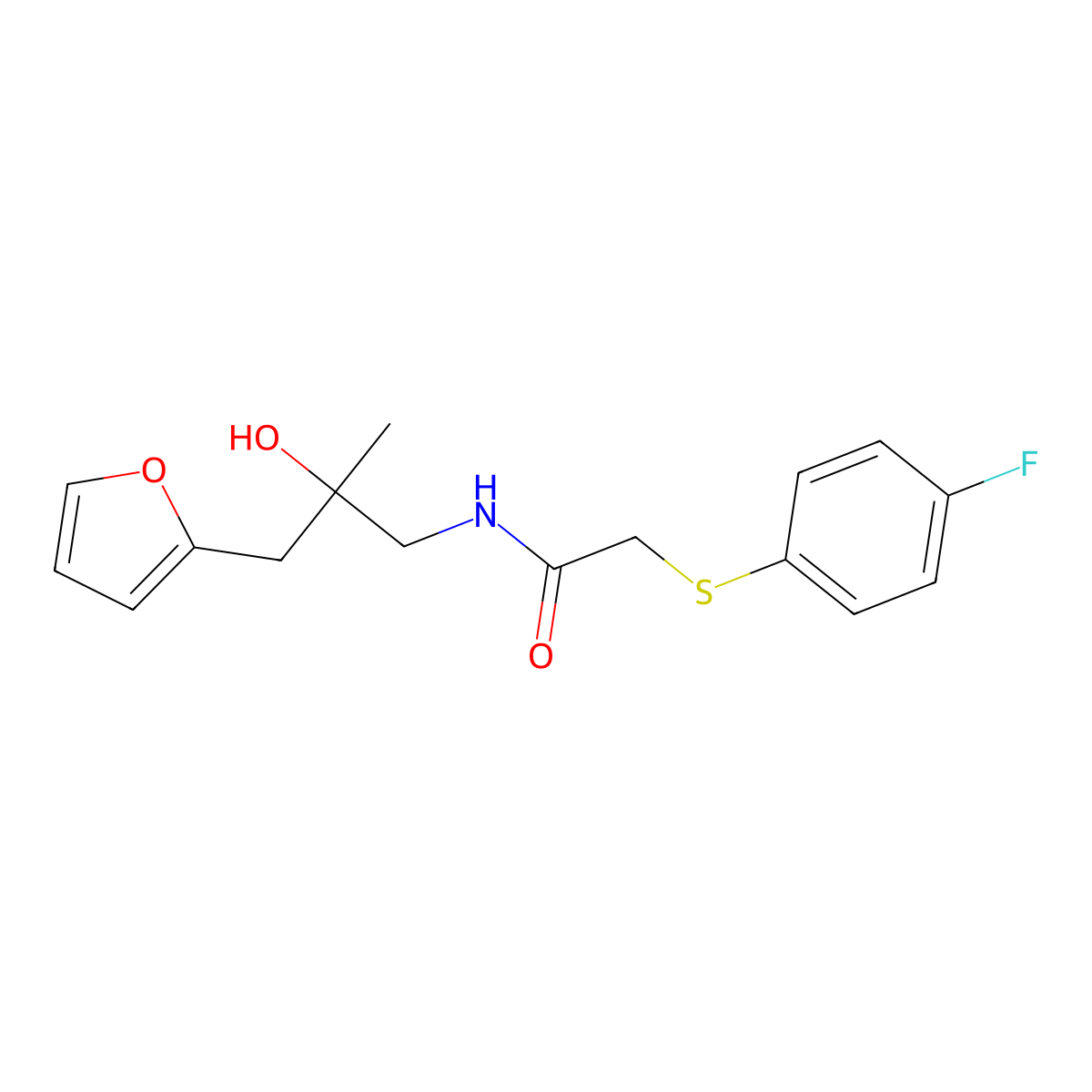 2-((4-fluorophenyl)thio)-N-(3-(furan-2-yl)-2-hydroxy-2-methylpropyl)acetamide molecular structure, CAS 1798523-45-1
