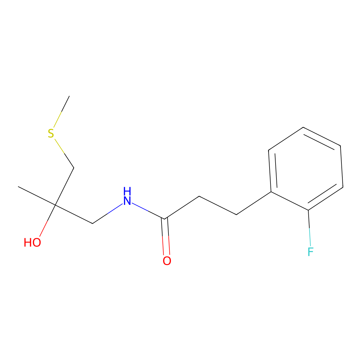 3-(2-fluorophenyl)-N-(2-hydroxy-2-methyl-3-(methylthio)propyl)propanamide molecular structure, CAS 1798523-46-2