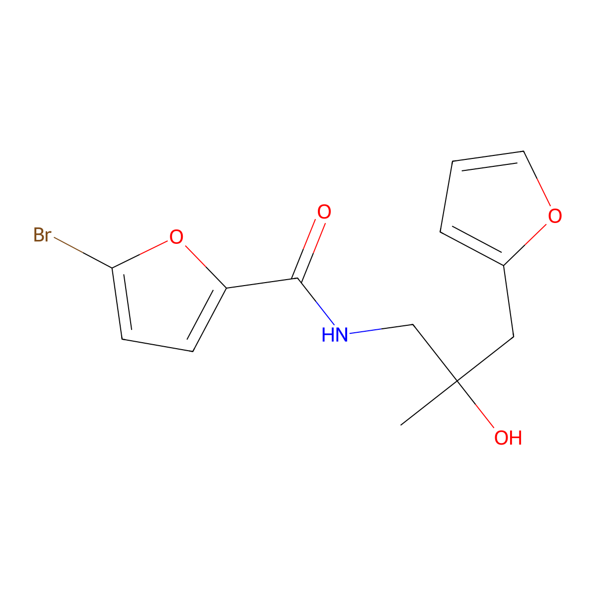 5-bromo-N-[3-(furan-2-yl)-2-hydroxy-2-methylpropyl]furan-2-carboxamide molecular structure, CAS 1798523-49-5