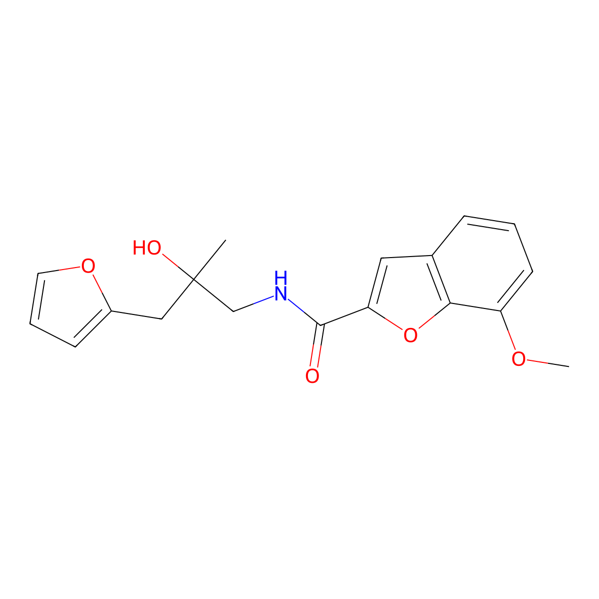 N-(3-(furan-2-yl)-2-hydroxy-2-methylpropyl)-7-methoxybenzofuran-2-carboxamide molecular structure, CAS 1798523-54-2
