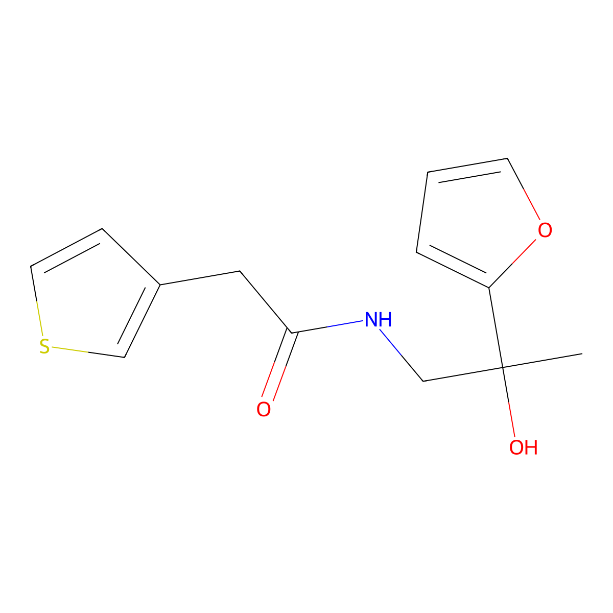 N-[2-(furan-2-yl)-2-hydroxypropyl]-2-(thiophen-3-yl)acetamide molecular structure, CAS 1798523-68-8