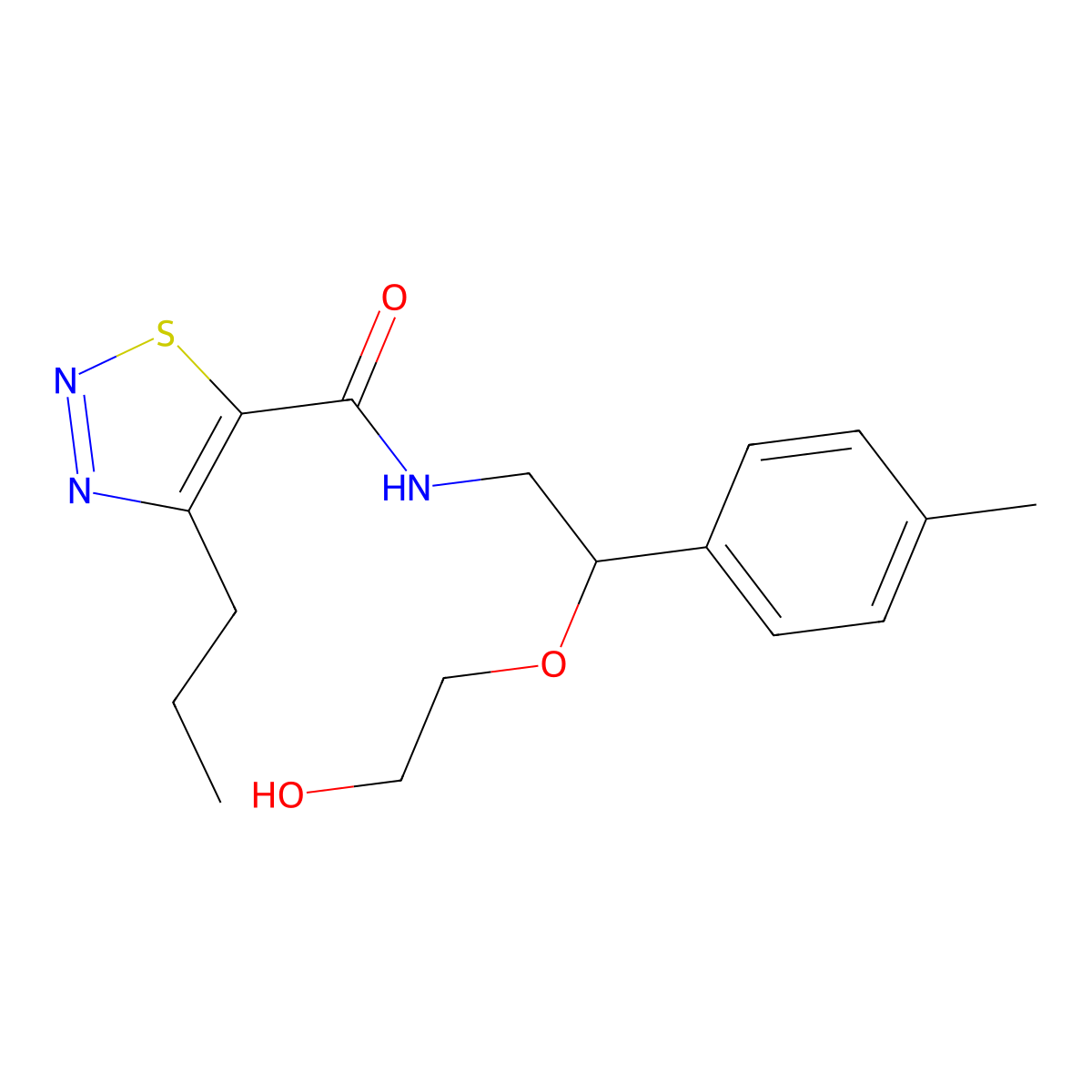 N-(2-(2-hydroxyethoxy)-2-(p-tolyl)ethyl)-4-propyl-1,2,3-thiadiazole-5-carboxamide molecular structure, CAS 1798523-85-9