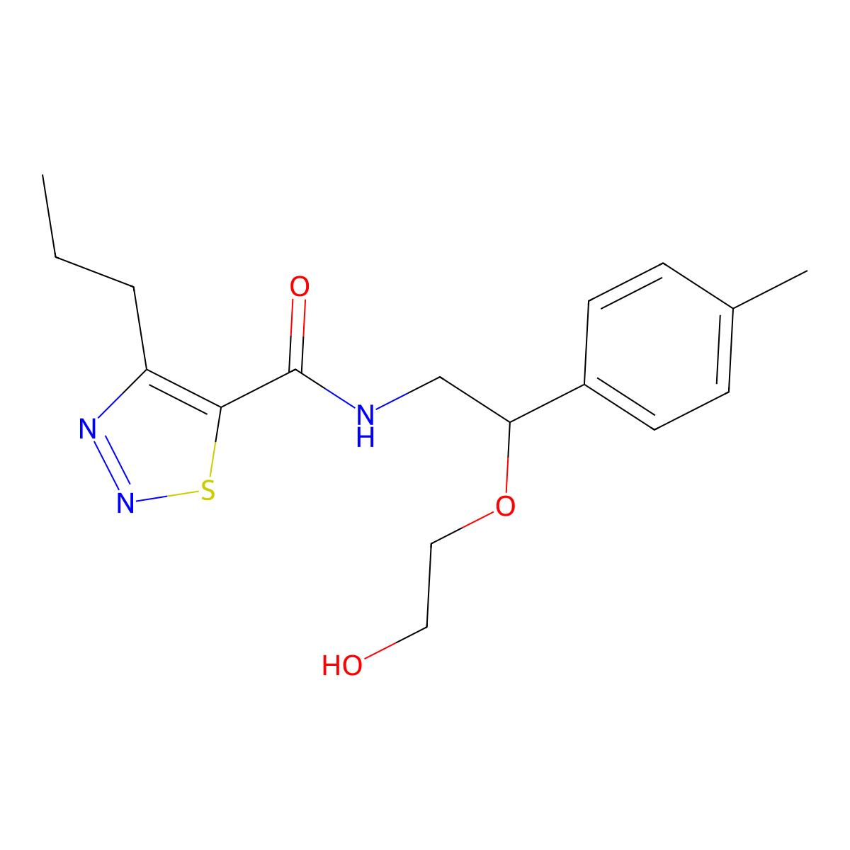 N-(2-(2-hydroxyethoxy)-2-(p-tolyl)ethyl)-4-propyl-1,2,3-thiadiazole-5-carboxamide molecular structure, CAS 1798523-85-9