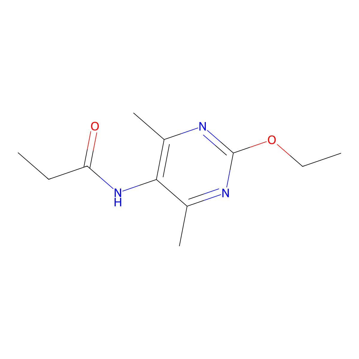 N-(2-ethoxy-4,6-dimethylpyrimidin-5-yl)propionamide molecular structure, CAS 1798523-86-0