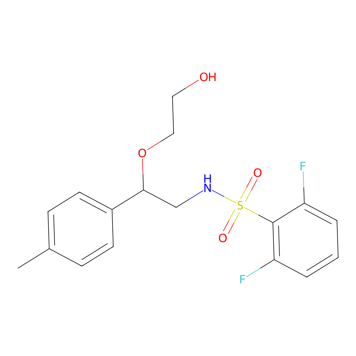 2,6-difluoro-N-(2-(2-hydroxyethoxy)-2-(p-tolyl)ethyl)benzenesulfonamide molecular structure, CAS 1798523-96-2