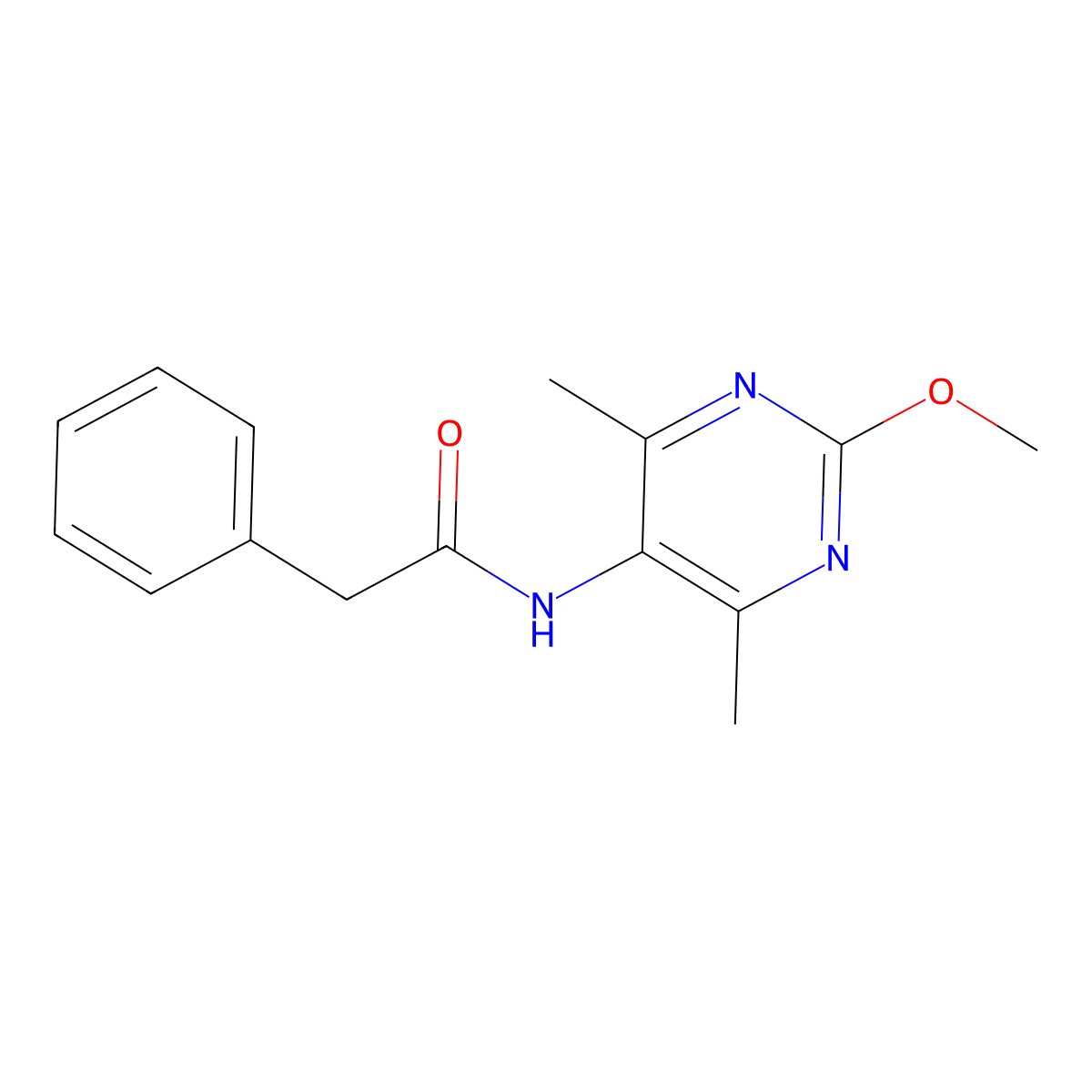 N-(2-methoxy-4,6-dimethylpyrimidin-5-yl)-2-phenylacetamide molecular structure, CAS 1798523-97-3