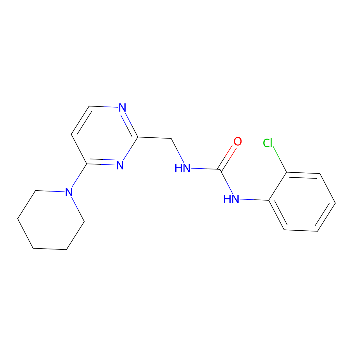 1-(2-Chlorophenyl)-3-((4-(piperidin-1-yl)pyrimidin-2-yl)methyl)urea molecular structure, CAS 1798524-05-6