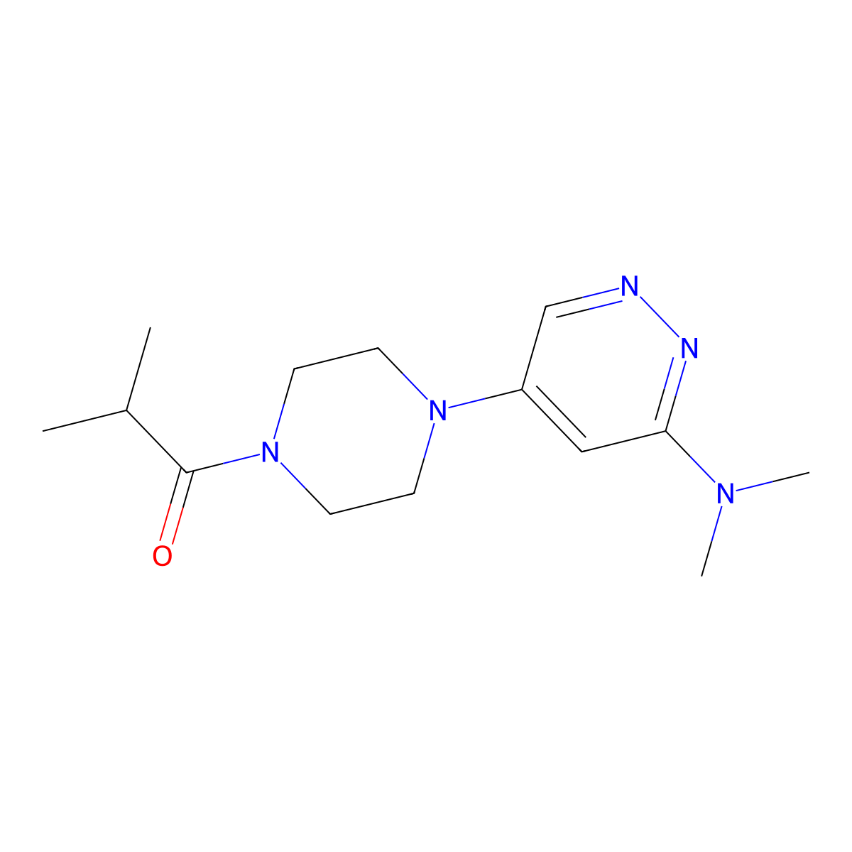 1-{4-[6-(Dimethylamino)pyridazin-4-yl]piperazin-1-yl}-2-methylpropan-1-one molecular structure, CAS 1798524-15-8