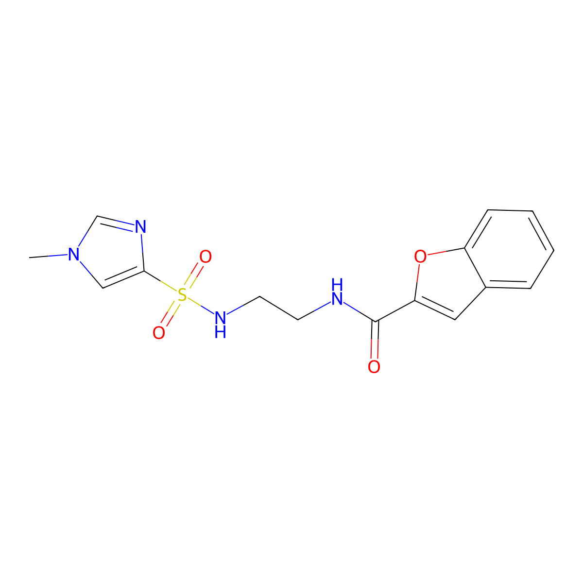 N-(2-(1-methyl-1H-imidazole-4-sulfonamido)ethyl)benzofuran-2-carboxamide molecular structure, CAS 1798524-17-0