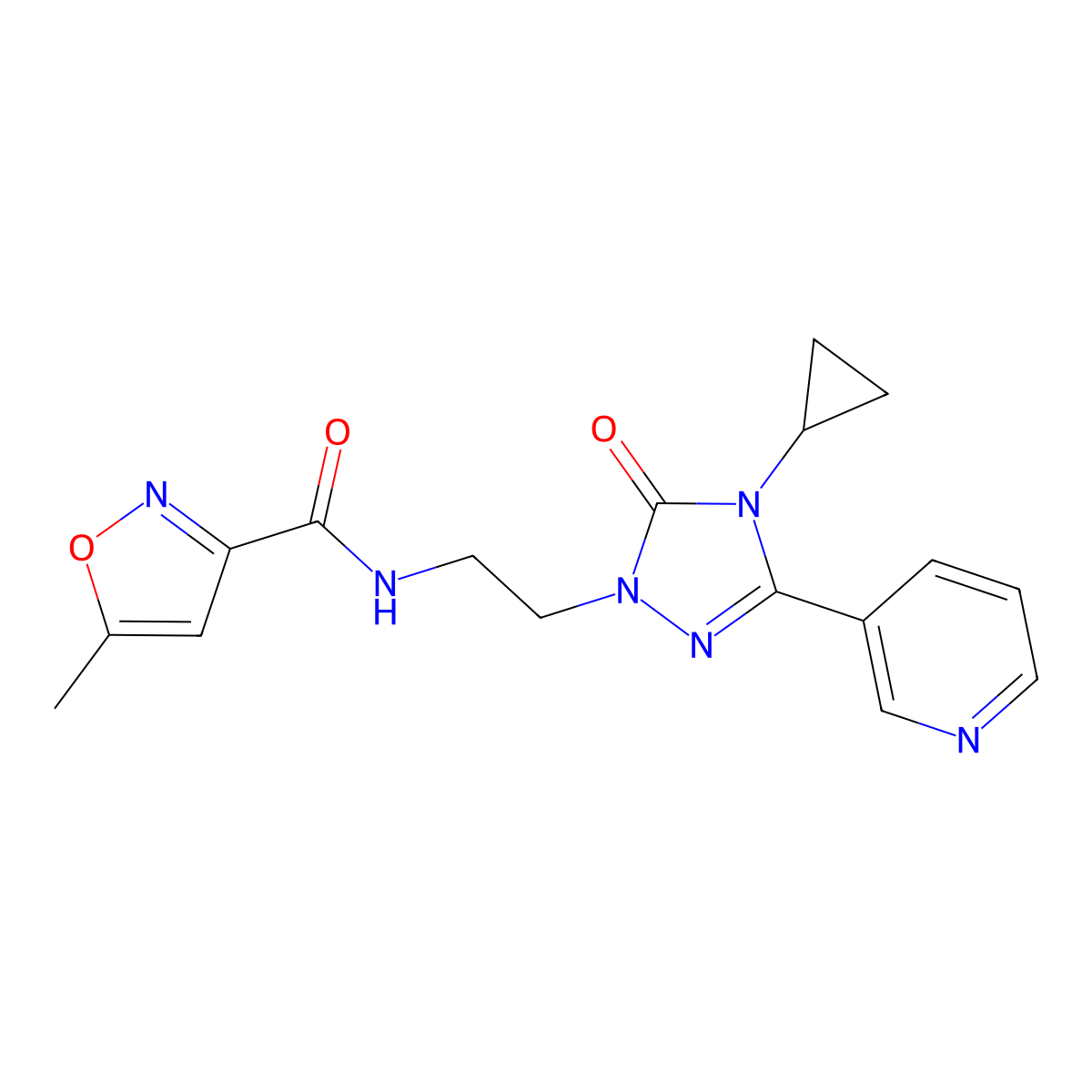 N-(2-(4-cyclopropyl-5-oxo-3-(pyridin-3-yl)-4,5-dihydro-1H-1,2,4-triazol-1-yl)ethyl)-5-methylisoxazole-3-carboxamide molecular structure, CAS 1798524-24-9