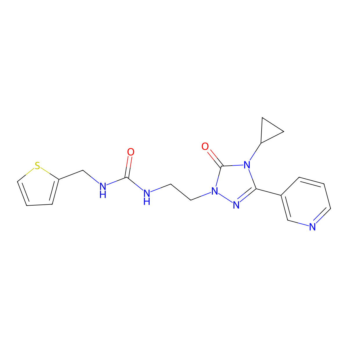 1-(2-(4-cyclopropyl-5-oxo-3-(pyridin-3-yl)-4,5-dihydro-1H-1,2,4-triazol-1-yl)ethyl)-3-(thiophen-2-ylmethyl)urea molecular structure, CAS 1798524-33-0