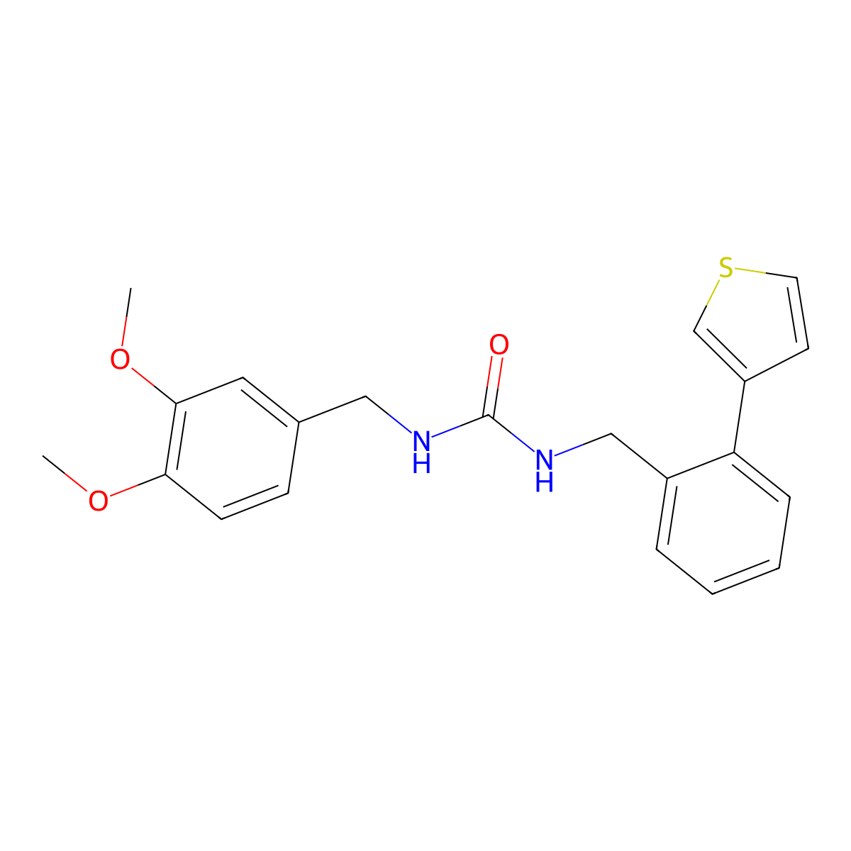 1-(3,4-Dimethoxybenzyl)-3-(2-(thiophen-3-yl)benzyl)urea molecular structure, CAS 1798524-37-4