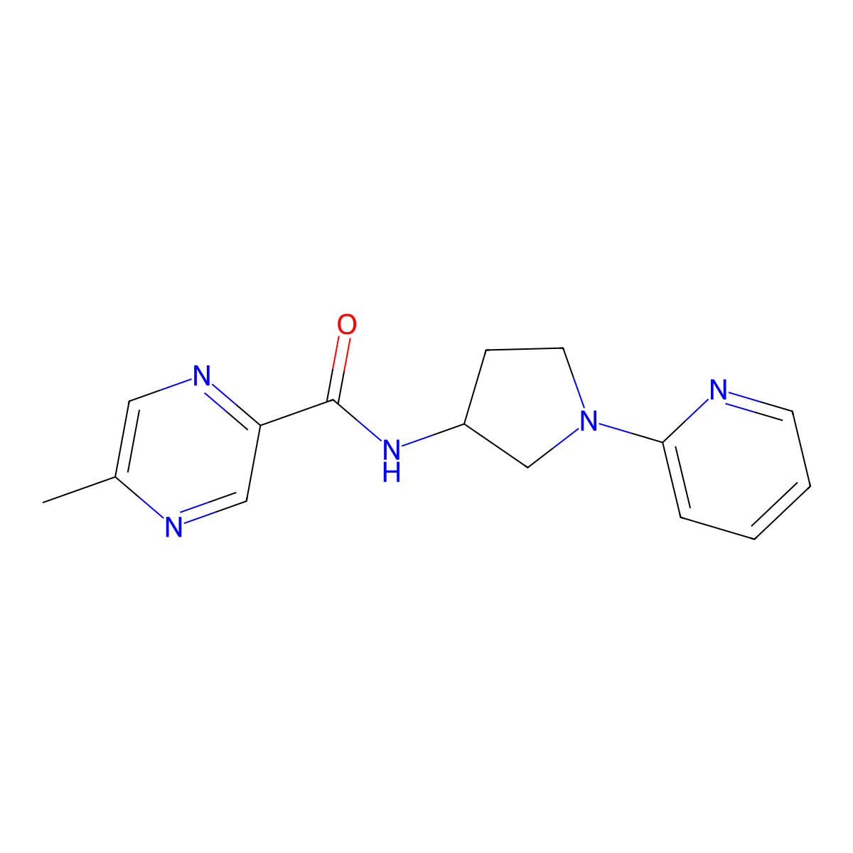 5-methyl-N-[1-(pyridin-2-yl)pyrrolidin-3-yl]pyrazine-2-carboxamide molecular structure, CAS 1798524-41-0