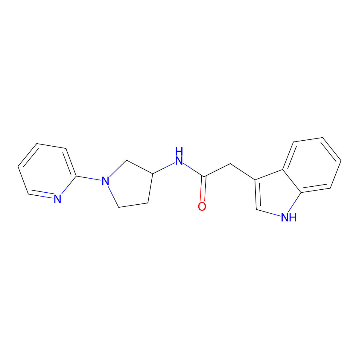 2-(1H-indol-3-yl)-N-(1-(pyridin-2-yl)pyrrolidin-3-yl)acetamide molecular structure, CAS 1798524-46-5