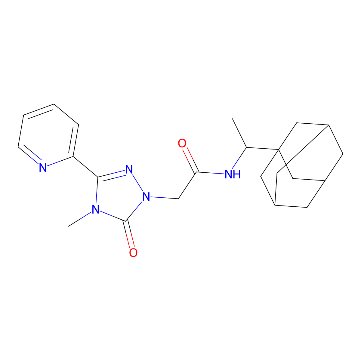 N-[1-(adamantan-1-yl)ethyl]-2-[4-methyl-5-oxo-3-(pyridin-2-yl)-4,5-dihydro-1H-1,2,4-triazol-1-yl]acetamide molecular structure, CAS 1798524-59-0