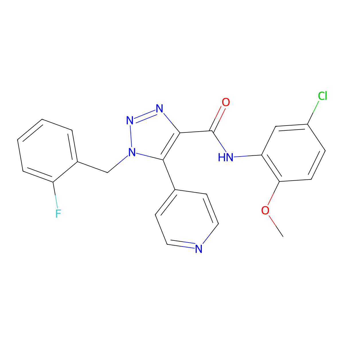 N-(5-chloro-2-methoxyphenyl)-1-(2-fluorobenzyl)-5-(pyridin-4-yl)-1H-1,2,3-triazole-4-carboxamide molecular structure, CAS 1798524-77-2