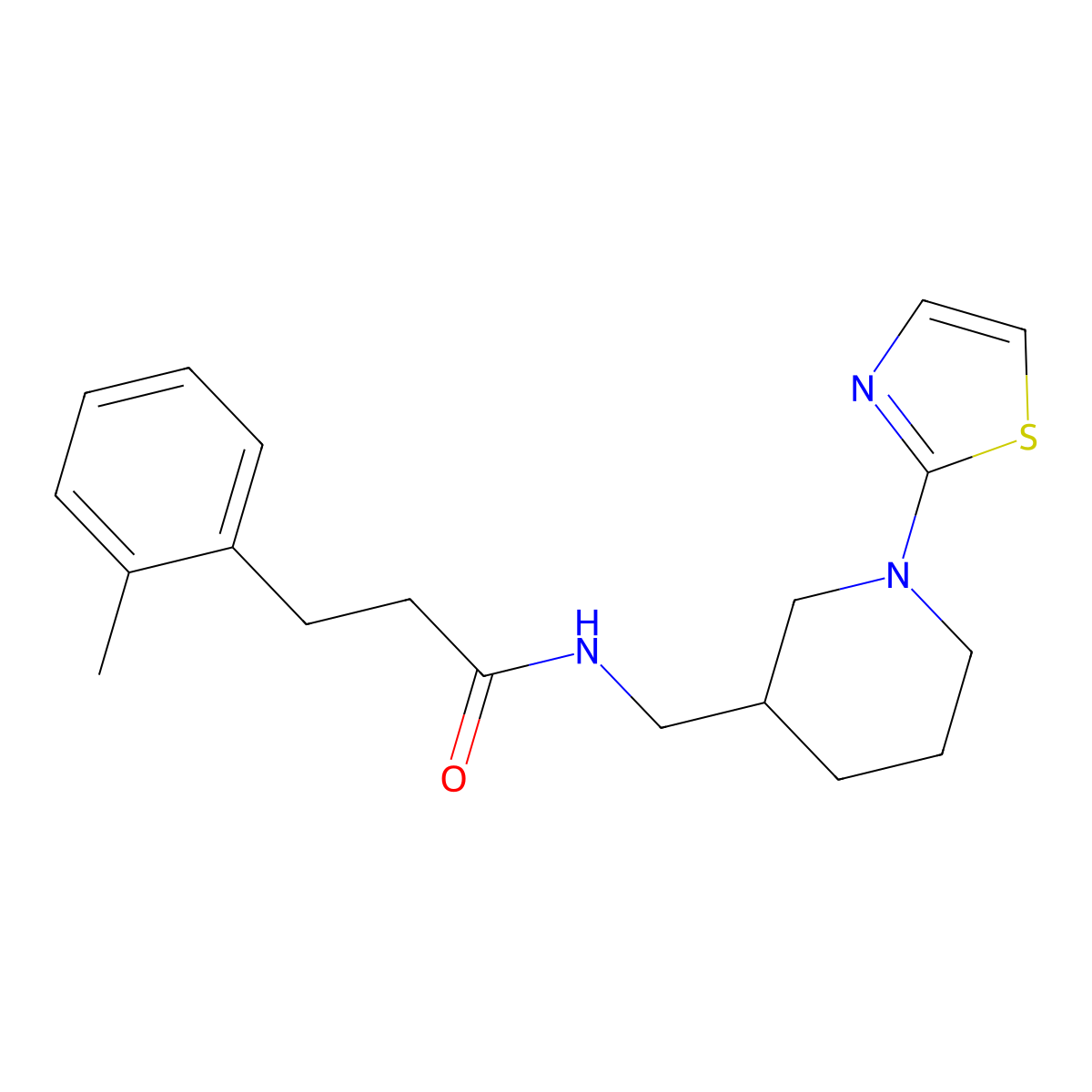 N-((1-(thiazol-2-yl)piperidin-3-yl)methyl)-3-(o-tolyl)propanamide molecular structure, CAS 1798524-79-4