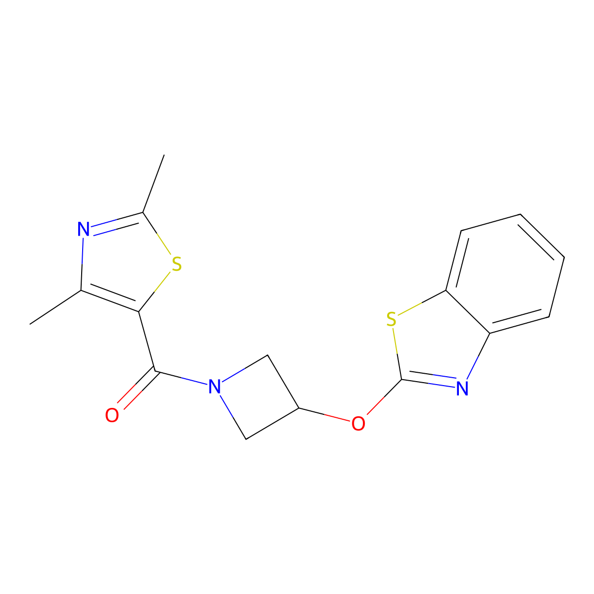 (3-(Benzo[d]thiazol-2-yloxy)azetidin-1-yl)(2,4-dimethylthiazol-5-yl)methanone molecular structure, CAS 1798525-42-4
