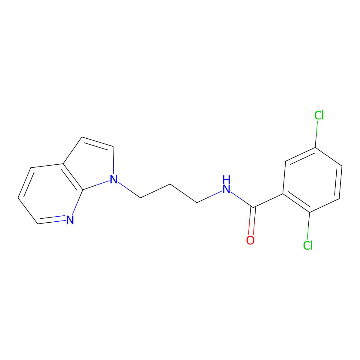 N-(3-(1H-pyrrolo[2,3-b]pyridin-1-yl)propyl)-2,5-dichlorobenzamide molecular structure, CAS 1798525-49-1