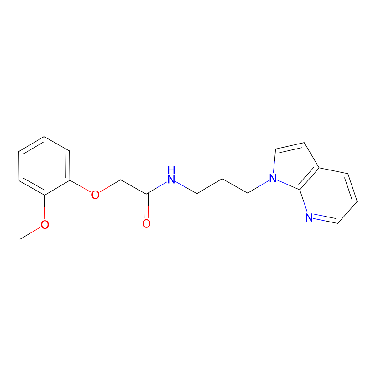 N-(3-(1H-pyrrolo[2,3-b]pyridin-1-yl)propyl)-2-(2-methoxyphenoxy)acetamide molecular structure, CAS 1798525-56-0