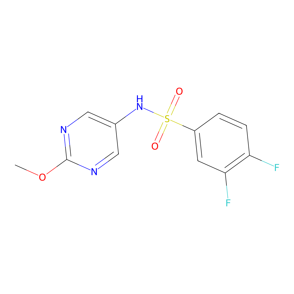 3,4-difluoro-N-(2-methoxypyrimidin-5-yl)benzenesulfonamide molecular structure, CAS 1798526-81-4