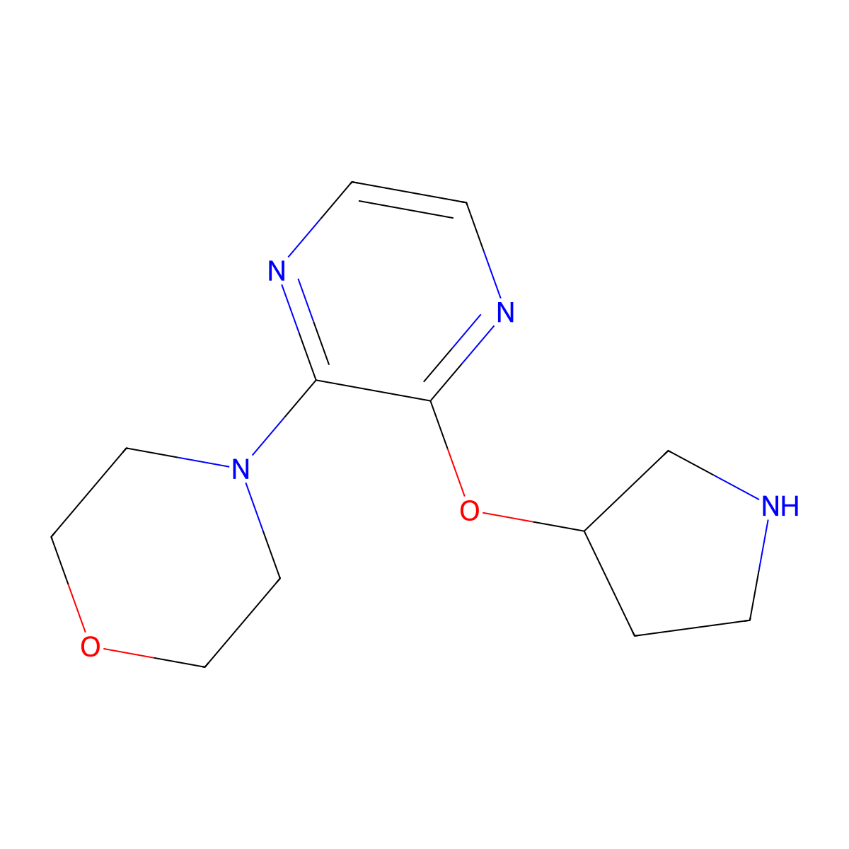 3-morpholino-2-pyrazinyl tetrahydro-1H-pyrrol-3-yl ether molecular structure, CAS 1798527-87-3